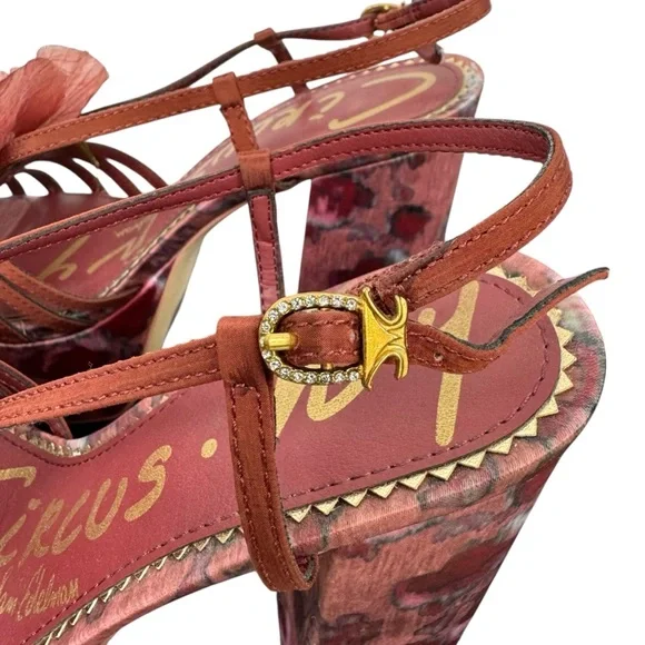 Circus NY by Sam Edelman Siena Flower Platform Sandals Merlot Red Heels 6 - Picture 7 of 16